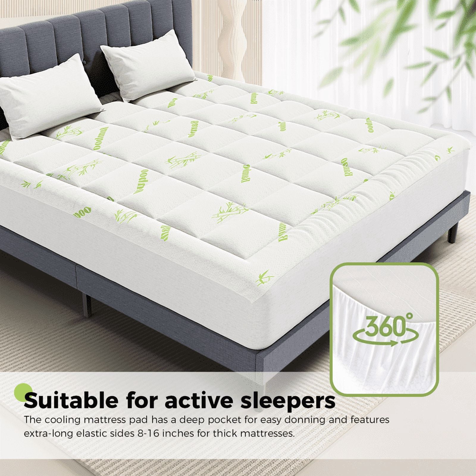 Gianna Cooling Mattress Pad Cover, Ultra Soft Topper for Back Pain Relief, Hot Sleepers (Twin XL)