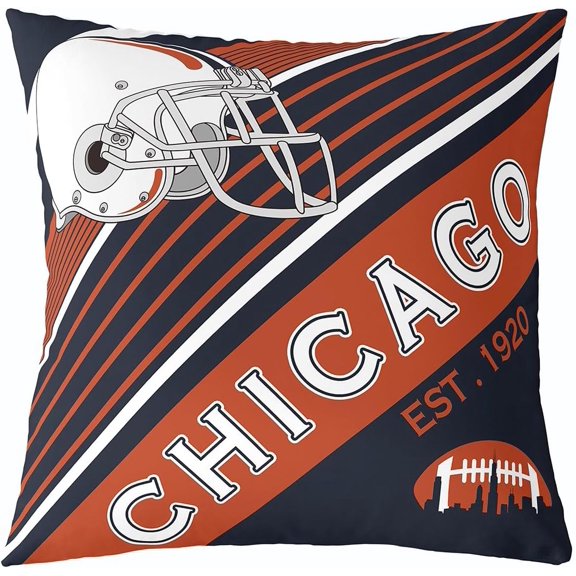 Football Throw Pillow Cover 16x16 Inch, Football Fans Pillow Cover for Young, Football Lovers Blue Orange Cushion Cover, Rugby Reversible Decorative Pillow Cover