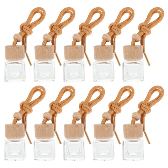 10 Uds. Difusores de aceites esenciales para ambientador de coche, botellas colgantes, botellas de vidrio vacías