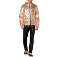 thumbnail image 2 of INSPIRE CHIC Metallic Windbreaker for Men's Drawstring Hooded Zipper Party Club Jacket Golden M, 2 of 5