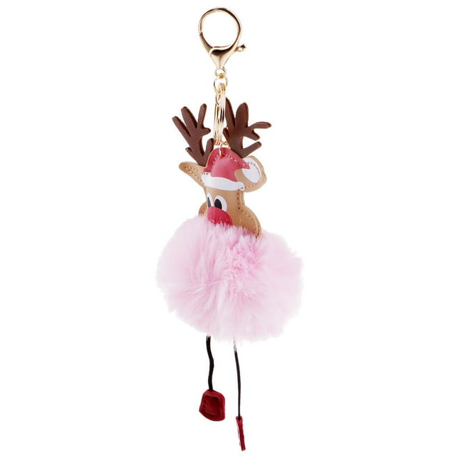 Llavero de Ciervo de Navidad perfke Decoración de Día de Muchacha Rosado