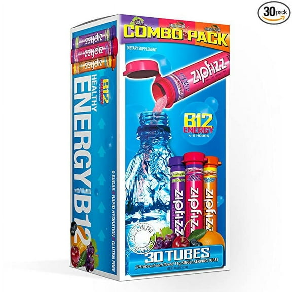 Zipfizz Healthy Energy Drink Mix, Hydration with B12 and Multi Vitamins, Variety Pack, 30 Count, 0.38 Ounce (Pack of 30)