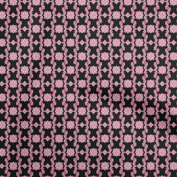 oneOone Polyester Lycra Black Fabric Damask Scroll Sewing Material Print Fabric By The Yard 56 Inch Wide