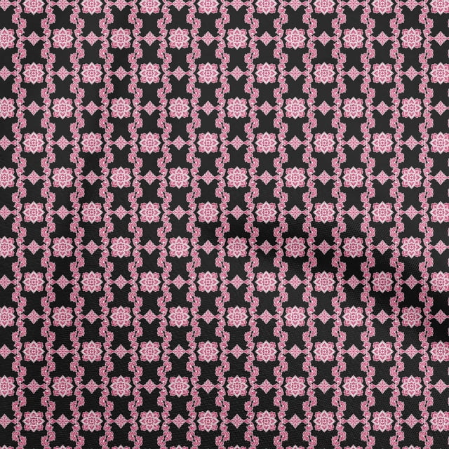 oneOone Viscose Chiffon Black Fabric Damask Scroll Sewing Material Print Fabric By The Yard 42 Inch Wide