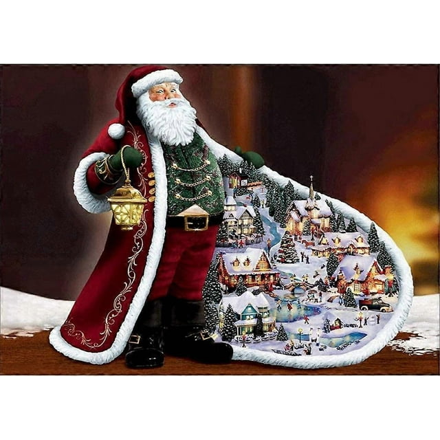 DIY 5D Diamond Painting Kits Full Drill, Santa's Magic Cloak Rhinestone Crystal Embroidery Pictures Cross Stitch for Home Wall Decoration 11.81x15. 5