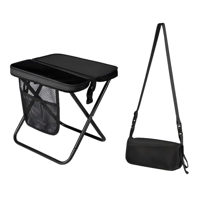 WUSUOWEI 2PCS Portable Collapsible Stool and Bag,Folding Chair with Storage Pouch,Lightweight and Handy Operation,Convertible Satchel for Hands,Compact Tools for Hiking,Fishing,Camping,Festivals