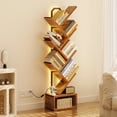 thumbnail image 4 of Casacomoda 6 Tier Tree Bookshelf, Bookcase with LED Lights, Display Floor Standing Storage Shelf, Book Organizer Shelves for Home Office, Living Room, Vintage, 4 of 10