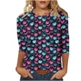 thumbnail image 3 of QATAINLAV Womens Halloween Shirts Funny Cute Graphic 3/4 Sleeve Tunic Tops Casual Round Neck Pullover Blouse Navy L, 3 of 6