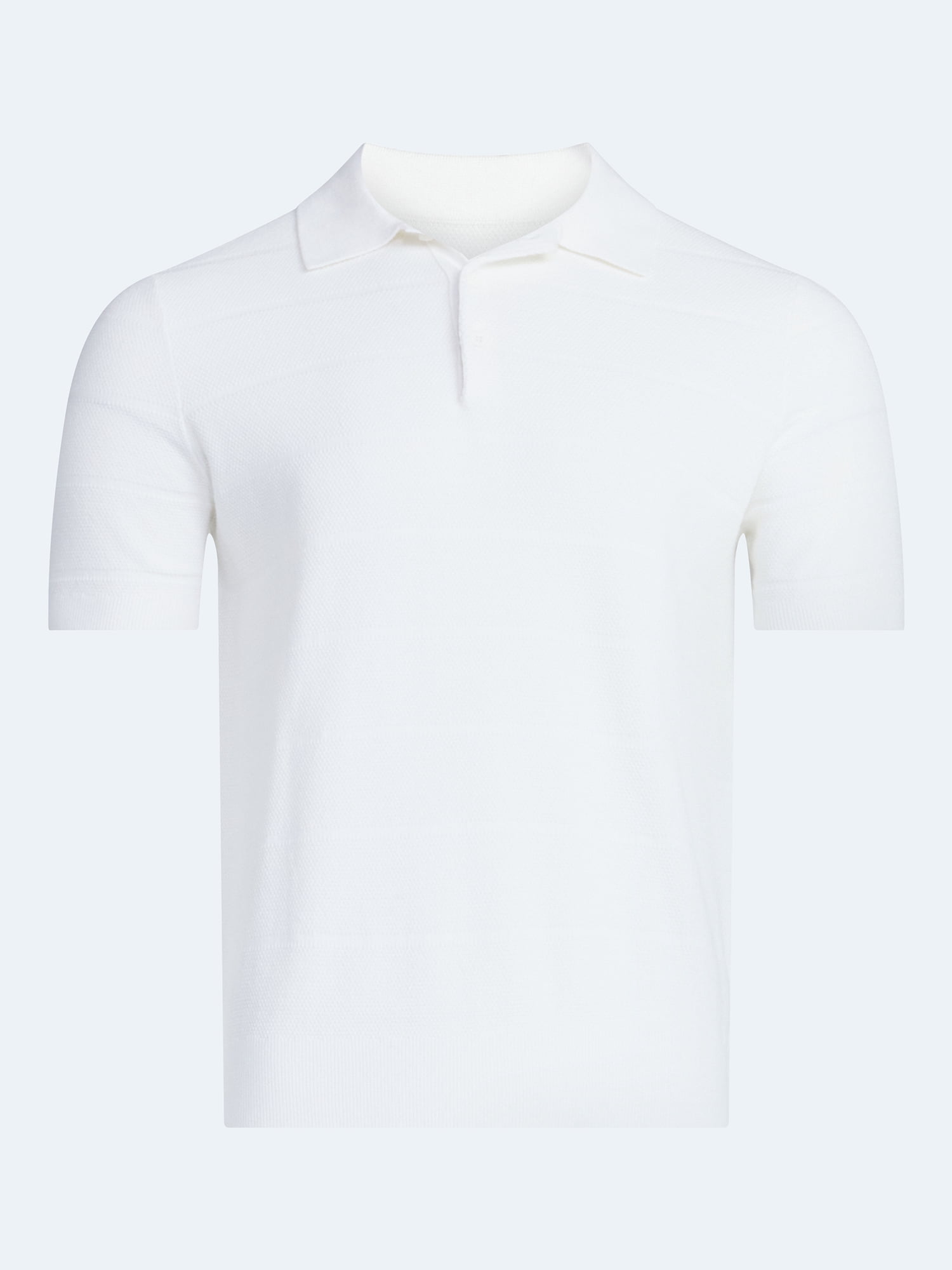 Free Assembly Men's Textured Stripe Polo Sweater with Short Sleeves, Sizes S-3XL