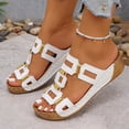 thumbnail image 4 of Otqutp Womens Wedge Sandals Geometric Cutout Decorative Straps Open Toe Casual Shoes Summer Non-Slip Beach Hiking Slippers, 4 of 8