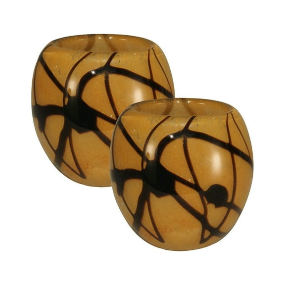 Dale Tiffany San Luis Hand Blown Art Glass Candle Holder 2-Piece Set