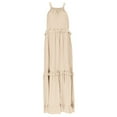 thumbnail image 5 of Long Summer Dresses for Women Sleeveless Halter Maxi Dress Flowy Ruffle Sundress (Beige L), 5 of 8