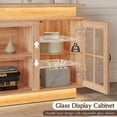 thumbnail image 6 of LED TV Stand for up 75" 80" TVs, Modern Entertainment Center with 36" Fireplace Space & Charging Station, Wooden Media Console with Glass Display Cabinets & LED Lights, Natural Oak, 6 of 10