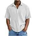 thumbnail image 1 of Dagugfen Tops for Men Plus Size Button Lapel V Neck Loose Solid Color Casual Work Short Sleeve Tee Shirts, 1 of 5
