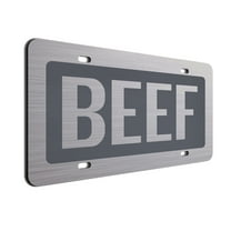 JASS GRAPHIX Charcoal Beef License Plate Brushed Aluminum ACM Car Tag - Available in Several Colors. Perfect for Cattle Farmers