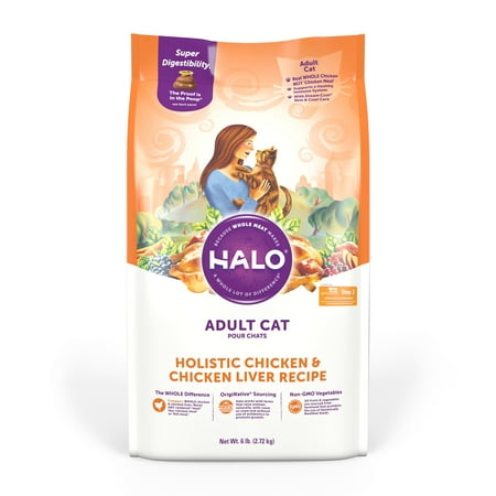 UPC: 0745158350200 | Halo Natural Dry Cat Food  Chicken & Chicken Liver Recipe  6-Pound Bag