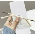 thumbnail image 5 of 4 Pairs of Women White Rimless Rectangular Reading Glasses 3.50, Men Frameless Metal Blue Light Blocking Readers +3.50 Strength, 5 of 9
