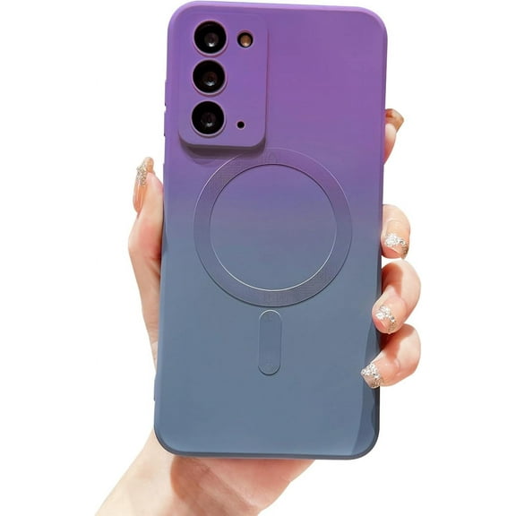 Gradient Magnetic for Samsung Galaxy Note 20 5G Phone Case, Compatible with MagSafe, Camera Lens Film Protection Shockproof Matte Cases for Galaxy Note 20 6.7" (Purple Gray Gradient)