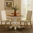 thumbnail image 4 of Benjara Scalloped Top Counter Table with Scrolled Pedestal Base- White and Brown, 4 of 7