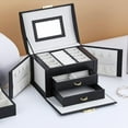 thumbnail image 1 of Jewelry Storage Box Drawer With Multi-layer Jewelry Box With Lock Jewelry Box For MenWomen And Men White/Black, 1 of 10