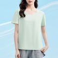 thumbnail image 2 of JSheng Women's Summer Casual T-shirt Solid Color Round-Neck Short Sleeve Top Lightweight & Comfortable Mint Green M, 2 of 5
