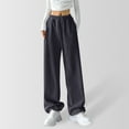 thumbnail image 3 of Pantalones de chándal de cintura alta y pierna ancha para mujer - Tejido de poliéster - Diseño informal de pierna recta, 3 of 8