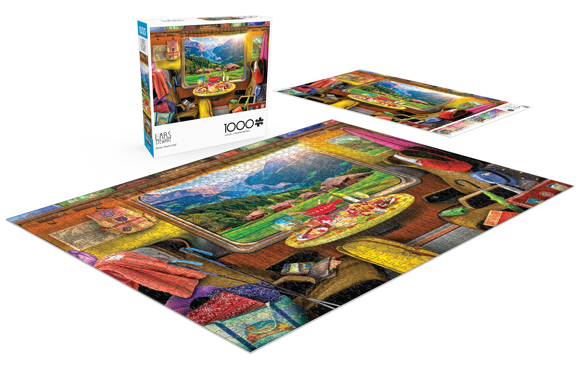 Buffalo Games 1000-Piece Lars Stewart Swiss Train Ride Interlocking Jigsaw Puzzle