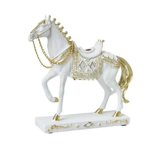 fastboy Statue de Cheval Sculpture Décorative en Résine Bibliothèque Meubles de Chambre Blanc pour Blanc 19x5x18.5cm