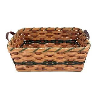 2-Tier Basket Storage, Large Amish Wicker Decorative OrganizerWine & Green