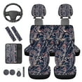 thumbnail image 6 of Binienty Camo Hunting Car Seat Covers Full Set Front And Backseat Covers with 15 Inch Steering Wheel Cover Headrest Cover Center Console Cushion Pad Seatbelt Pads 14 Pack Vehicle Interior Accessories, 6 of 8