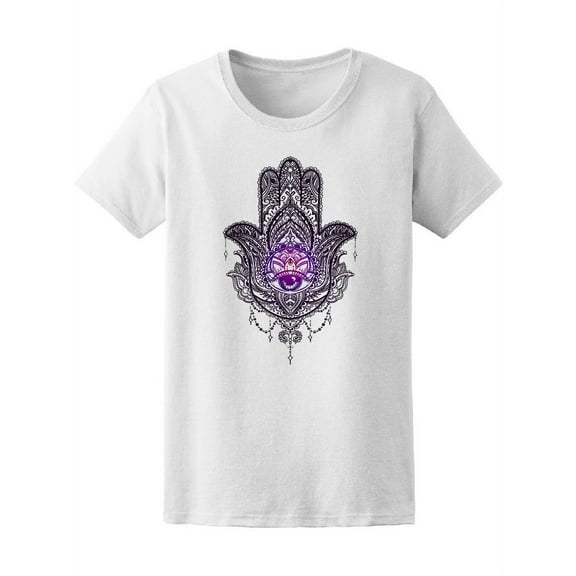 Beautiful Hamsa Lotus Flower T-Shirt Women -Image by Shutterstock, Female XX-Large