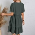thumbnail image 7 of Plus Size Dresses for Womens V Neck Short Sleeve Sundress Front Pleated Sundress Loose Flowy Sun-Dress Plain Basic Mini Beach Dress A-Line T Shirt Dress Vacation Beach Party 2025 Outfits, 7 of 7