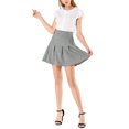 thumbnail image 2 of INSPIRE CHIC Women's Plaid Flare Chequer Short Elastic Waist Mini Skirt XS Dark grey, 2 of 6