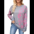 thumbnail image 1 of Suéter de Larga para Mujer, Suéter Informal de Otoño con Cuello Redondo, Jersey de Punto con Estampado de Leopardo, y Holgado. Gris S, 1 of 10