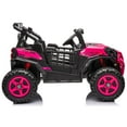 thumbnail image 5 of Joyracer 4WD 24 V Ride on Toys UTV with 2 XL Seaters, 4*200W Motor Kid Electric Power Car Wheels with Remote Control, LED Lights, Spring Suspension, 3 Speeds, Bluetooth Music, Pink, 5 of 16