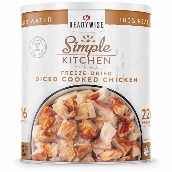 ReadyWise Freeze-Dried Diced Chicken 16-Serving Can for Emergency & Camping Food