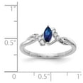 thumbnail image 2 of 14K White Gold Ring Band Gemstone Sapphire Marquise Blue Diamond Round, Size 9, 2 of 2