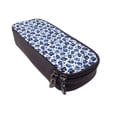 thumbnail image 6 of Picia Blue Ink Flowers Pattern Large Capacity PU Leather Pencil Case Organizer Pen Marker Holder Double Zipper Storage Bag Big Pencil Pouch for College Office, 6 of 6