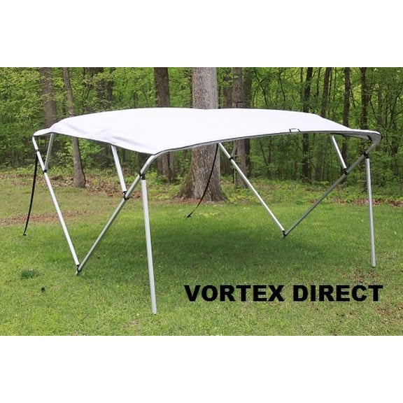GREY/GRAY SQUARE TUBE FRAME VORTEX 4 BOW PONTOON/DECK BOAT BIMINI TOP 10' LONG, 97-103