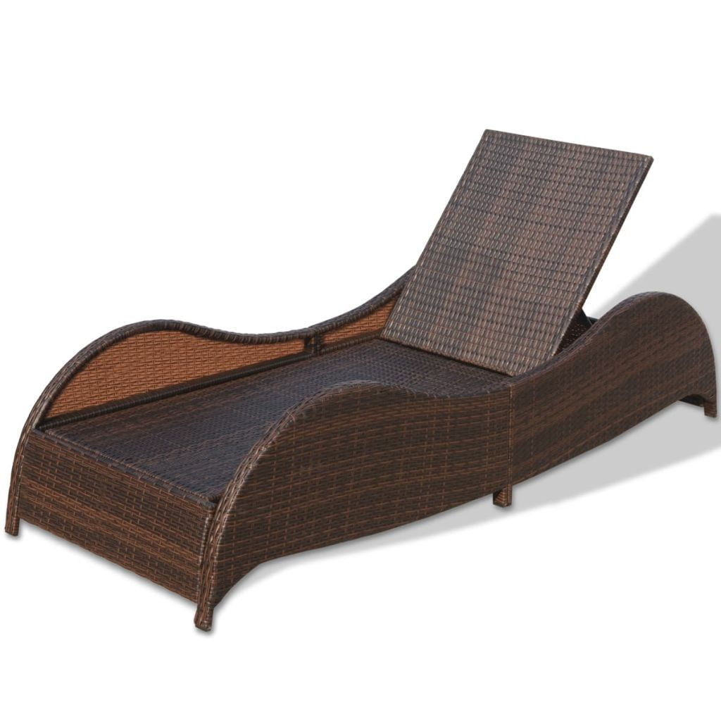 Kepooman Outdoor Streamlined Rattan Sun Lounger with Soft Cushion & Adjustable Backrest, Brown Kepooman Outdoor Streamlined Rattan Sun Lounger with Soft Cushion & Adjustable Backrest, Brown