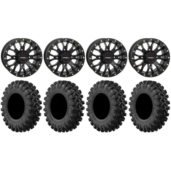 System 3 ST-3 Black 15" Wheels 32" MotoRavage XL Tires Kawasaki Mule Pro FXT