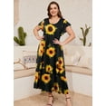 thumbnail image 5 of VEPKUL Women Summer Dresses 2025 Spring Fashion Boho Sleeve Round Neck Pocketed Loose Fit Tiered Flowy Flower35_2X, 5 of 7