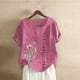 thumbnail image 1 of Fiudx Liquidación de Ofertas Flash Camiseta de Verano con Cuello Redondo y Manga Corta para Mujer, Informal, con Botones Impresos, 1 of 3