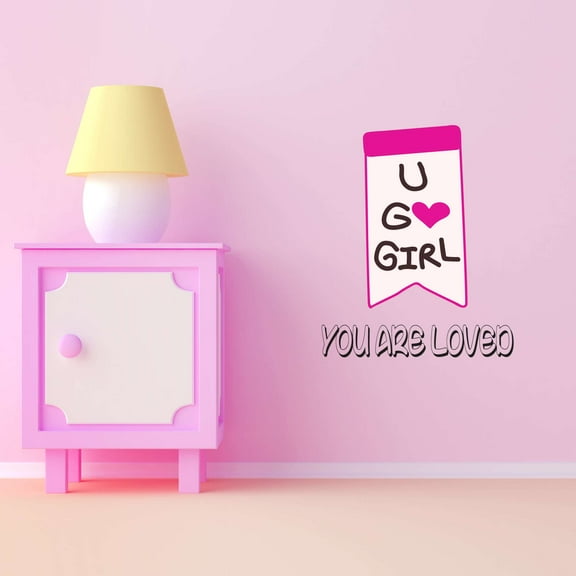 U Go Girl You Are Loved Lips Hello Gorgeous Kind Smart Brave Enough Beautiful Crown Prince Unicorns Royalty Sweet Dreams Decorating Wall Decal Sticker Girls Rule - Size: 16 In X 20 In