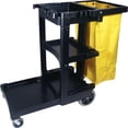 thumbnail image 3 of Rubbermaid Commercial Large Capacity Janitorial Cleaning Cart with Storage Shelves & Bag, Black, 3 of 7