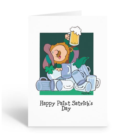 Happy Paint Satrick's Day - 12 Funny St. Patrick's Day Cards with Envelopes - 18