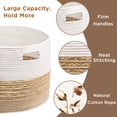 thumbnail image 2 of HBlife Large Blanket Basket 21.7" x 21.7" x 13.8" Woven Baby Laundry Storage Basket Toy Basket with Handle, Cotton Rope Basket for Nursery Living Room, 2 of 7