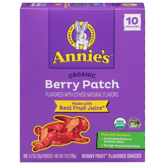 Annie's Organic Berry Patch Bunny Fruit Snacks - 10 ct- Pack of 2