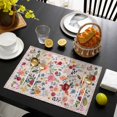 thumbnail image 3 of Pink Flowers Placemats Set of 4, Spring Farmhouse Floral Leaves Vintage Placemats for Dining Table, Place Mats for Kitchen Tabletop, Waterproof Wipeable Dining Table Mats Set, 3 of 9