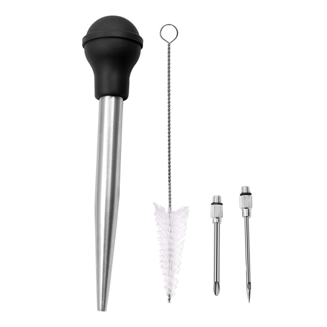Inyector de tubo de pavo resistente al calor, inyector de carne para cocinar al vapor. negro
